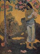 Paul Gauguin Woman holding flowers oil on canvas